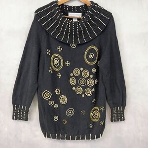 VTG Victoria Harbour Sweater Medium Beaded‎ Embellished 80s Glam Party Statement